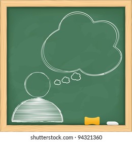 Symbol of human with speech bubble on blackboard, vector eps10 illustration