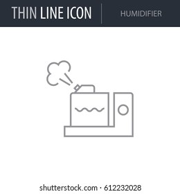 Symbol of Humidifier. Thin line Icon of Inear Household Elements. Stroke Pictogram Graphic for Web Design. Quality Outline Vector Symbol Concept. Premium Mono Linear Beautiful Plain Laconic Logo