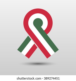 Symbol of the hungarian revolution of 1848. Tricolor cockade with the colors of Hungary and a shadow effect. Symbol for Hungary's national day on march 15th.