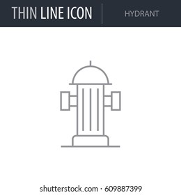 Symbol of Hydrant. Thin line Icon of City elements. Stroke Pictogram Graphic for Web Design. Quality Outline Vector Symbol Concept. Premium Mono Linear Beautiful Plain Laconic Logo