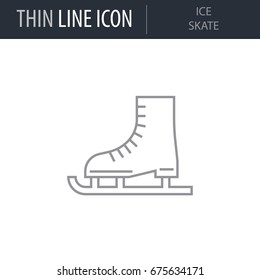 Symbol of Ice Skate. Thin line Icon of Merry Christmas. Stroke Pictogram Graphic for Web Design. Quality Outline Vector Symbol Concept. Premium Mono Linear Beautiful Plain Laconic Logo