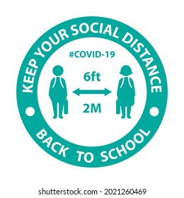 Symbol icon back to school. Keep your distancing from other people in public. Coronavirus pandemic preventive measures. Covid-19 back to school Vector illustration.  Medical and health concept