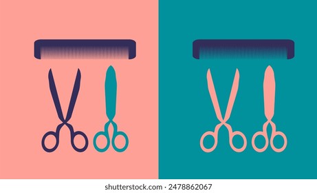 Symbol icon barber shop barber comb scissors