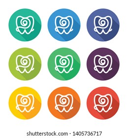 Symbol icon for dental floss with several color alternatives