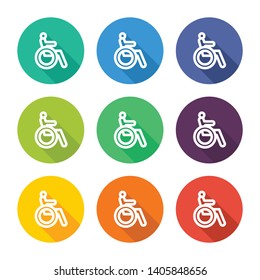 The symbol icon for disabled with several color alternatives