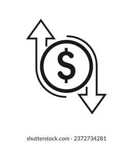 Symbol icon up down money. Vector illustration.