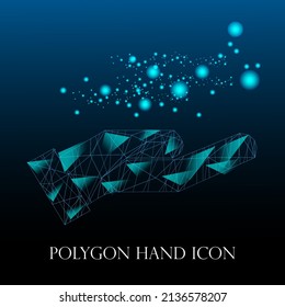 tecnología de mano de icono polígono fondo negro azul