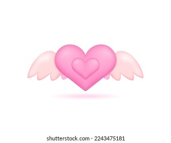 symbol or icon of heart or love. heart with wings. happy valentine's day. 3d and realistic concept design. vector elements