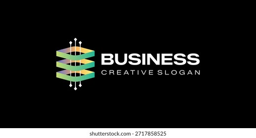Vector de Plantilla de degradado moderno Abstractas en capas de Tecnología de datos de logotipo de icono de símbolo