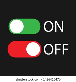 Symbol icon on-off button isolated on black background. Vector illustrations in flat design. 