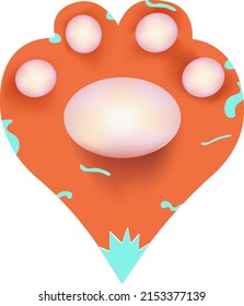 A symbol or icon of a pet and a GPS locator orange pin. A combination of a vector cat logo and a map pointer.  Vet logo design template and pin code. A card with a pin in the form of a cat's paw