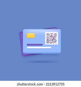 symbol or icon of QR Code or quick response code and atm or debit card. the concept of payment through scan qr code, fast payment. 3d and realistic illustration concept design. graphic elements
