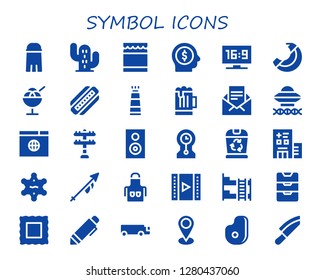  symbol icon set. 30 filled symbol icons. Simple modern icons about  - Salt, Cactus, Honey, Employee, Television, Banana, Ice cream, Harmonica, Paint tube, Beer, Email, Ancient aliens