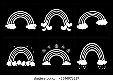 SYMBOL ICON SET BLACK RAINBOW VECTOR ABSTRACT