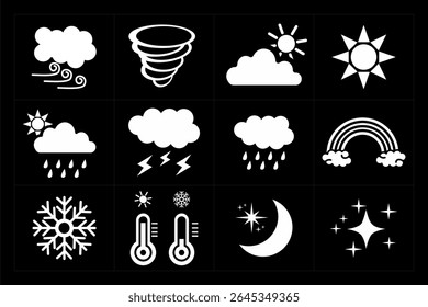 SYMBOL ICON SET BLACK RAINBOW VECTOR ABSTRACT