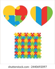 Symbol and icon set for designs and  banners about  persons with autism diagnosis