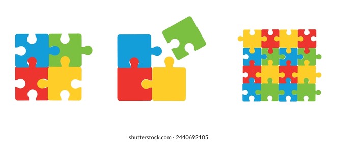 Symbol and icon set for designs and  banners about  persons with autism diagnosis