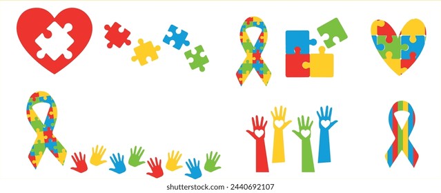 Symbol and icon set for designs and  banners about  persons with autism diagnosis