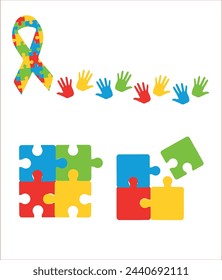 Symbol and icon set for designs and  banners about  persons with autism diagnosis