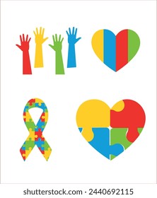 Symbol and icon set for designs and  banners about  persons with autism diagnosis