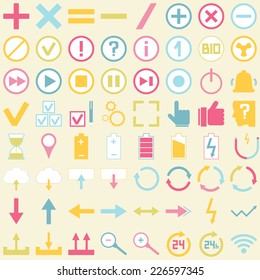 Symbol icon set. For infographics, presentation, cards and backgrounds. Vector illustration. 