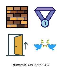 symbol icon set. vector set about hebrew, medal, door and pigeons icons set.
