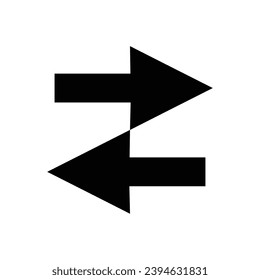 icono de símbolo de dos flechas opuestas que representan la transferencia para oficina de negocios y web	