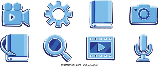 Icono de símbolo vectorial web de conjunto azul cian