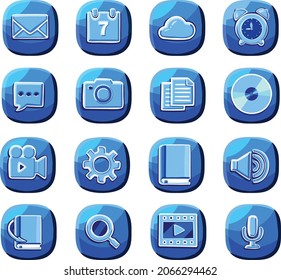 Icono de símbolo vectorial web de conjunto azul cian