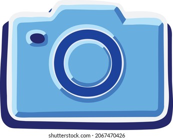Icono de símbolo vector cámara fotográfica de sonido azul cian