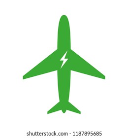 Symbol or icon vector of electric airplane. Eco aircraft