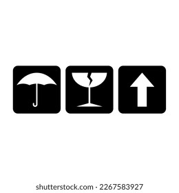 Symbol and icon vector fragile on the cardboard