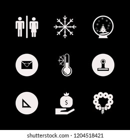 symbol icon. symbol vector icons set snowflake, snow globe icon flat design, paper clip and ruler