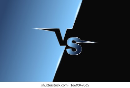 Symbol of icon versus illustration background. Abstract metallic concept with glow light. Vector design template can use element game genre battle, sport, challenge, duel, or choice team in match