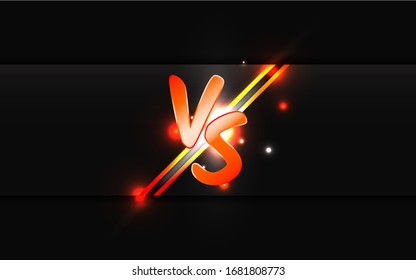 Symbol of icon versus illustration background. Abstract glowing concept with neon light. Vector design template can use element game genre battle, sport, challenge, duel, or choice team in match