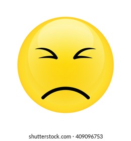 Symbol and icon of yellow unhappy face, vector illustration