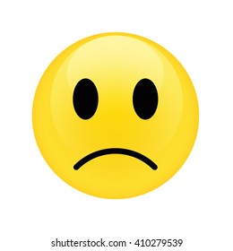 Symbol and icon of yellow unhappy face, vector illustration