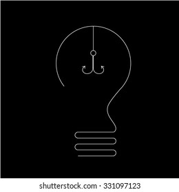 Symbol of the idea of a light bulb with a hook