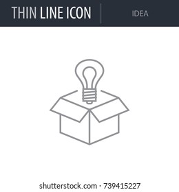 Symbol of Idea. Thin line Icon of Seo Elements. Stroke Pictogram Graphic for Web Design. Quality Outline Vector Symbol Concept. Premium Mono Linear Beautiful Plain Laconic Logo