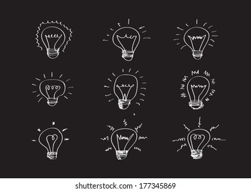 symbol of ideas Hand drawn light bulbs 