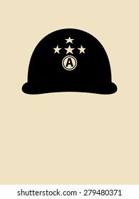 Symbol illustration of a helmet with decorative letter A and stars.