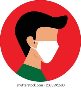 Symbol illustration icon Person wearing a mask in red