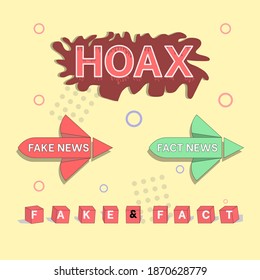 Symbol illustrations of fake news and hoax. 