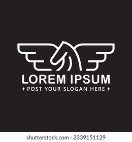 Symbol of Imagination, Flying Horse Icon. The logo is a representation of a winged horse, symbolizing freedom and imagination.