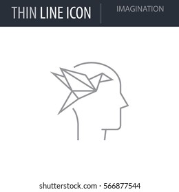 Symbol Of Imagination. Thin Line Icon Of Icons Of Human Features. Stroke Pictogram Graphic For Web Design. Quality Outline Vector Symbol Concept. Premium Mono Linear Beautiful Plain Laconic Logo