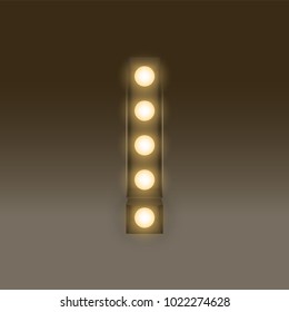 Symbol Incandescent light bulb box set Exclamation mark sign icon, illustration retro 3D style isolated glow in dark background