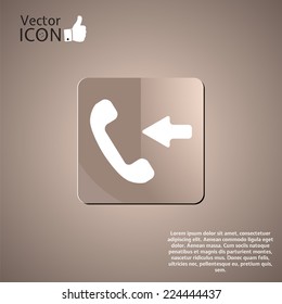 Symbol of the incoming call in the button. Made in vector