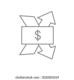 el símbolo de aumentar el dinero y disminuir el dinero. Icono de finanzas aisladas.