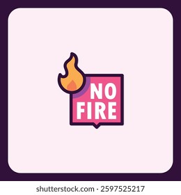 Symbol indicating restriction of fire usage with decorative flame icon
