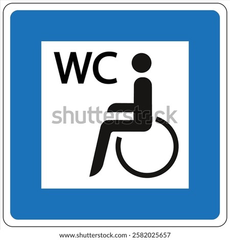 Symbol indicating wheelchair accessible restroom facilities.